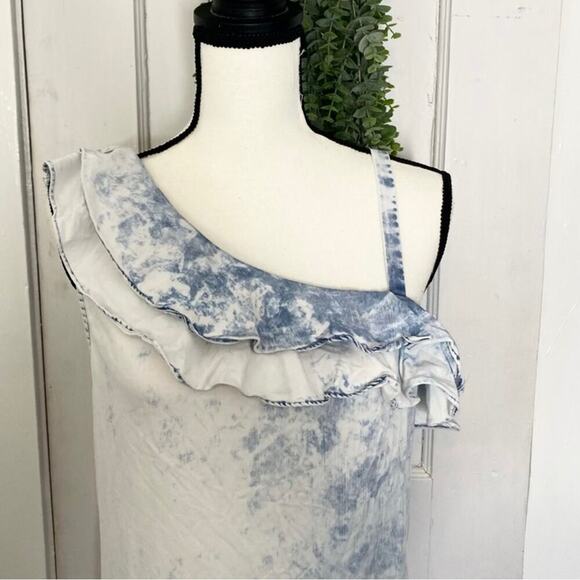 HOLDING HORSES / ANTHROPOLOGIE ~ Acid Wash Chambray Cold Shoulder Dress ~ Small - Picture 2 of 5